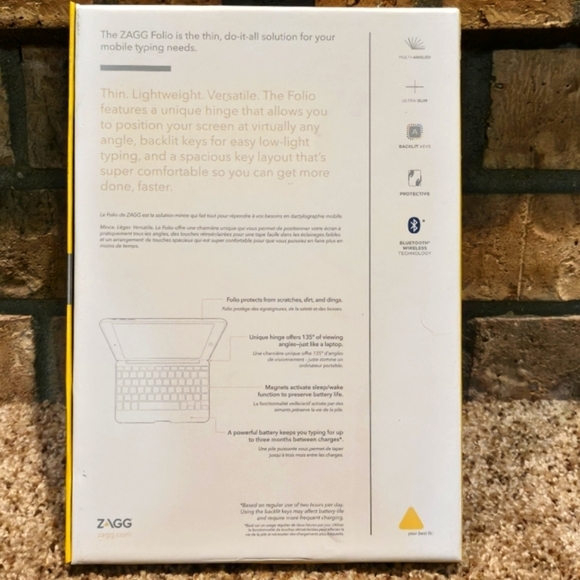 ZAGG Folio Black Backlit Hinged Wireless Keyboard Case For iPad Air in Box - Picture 10 of 12